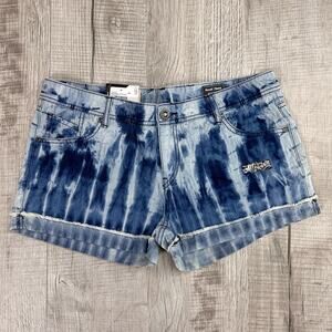 Volcom Sound Check Short Short Women's 11 Blue/White Tie-Dye Jean Denim Skate